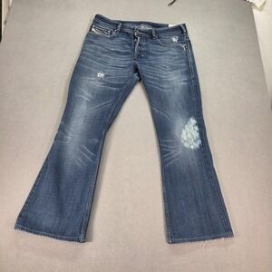 Diesel Zathan Jeans Mens Blue Bootcut Distressed Wash 008TE Fits 34x29